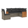 Afuera Living Contemporary Synthetic Poly Rattan 5 Piece Sofa Set in Gray