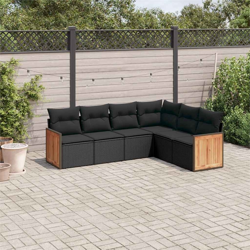 Afuera Living Contemporary 6 Piece Poly Rattan Sofa Set in Black