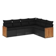 Afuera Living Contemporary 6 Piece Poly Rattan Sofa Set in Black