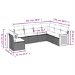 Afuera Living Contemporary 6 Piece Poly Rattan Small Sofa Set in Gray