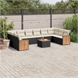 Afuera Living Contemporary 11 Piece Poly Rattan Sofa Set in Black/Cream
