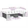 Afuera Living Contemporary Synthetic Poly Rattan 11 Piece Sofa Set in Gray