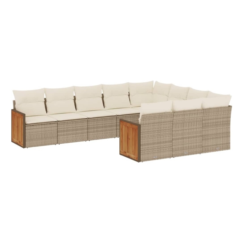 Afuera Living Contemporary 10 Piece Poly Rattan Sofa Set in Cream/Beige