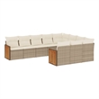 Afuera Living Contemporary 10 Piece Poly Rattan Sofa Set in Cream/Beige