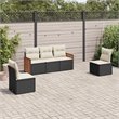 Afuera Living Contemporary 5 Piece Poly Rattan Sofa Set in Black/Cream