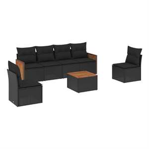 Afuera Living Contemporary 7 Piece Steel Small Sofa Set in Black