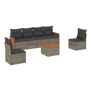 Afuera Living 7 Piece Solid Acacia Wood Large Sofa Set in Gray
