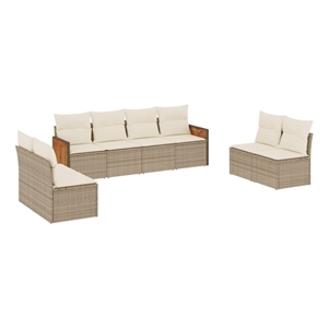 Afuera Living Contemporary Steel Large Sofa Set in Cream/Beige