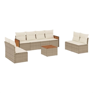 Afuera Living Contemporary 9 Piece Poly Rattan Sofa Set in Beige