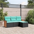 Afuera Living Contemporary Poly Rattan Sofa Set in Black/Blue