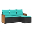 Afuera Living Contemporary Poly Rattan Sofa Set in Black/Blue