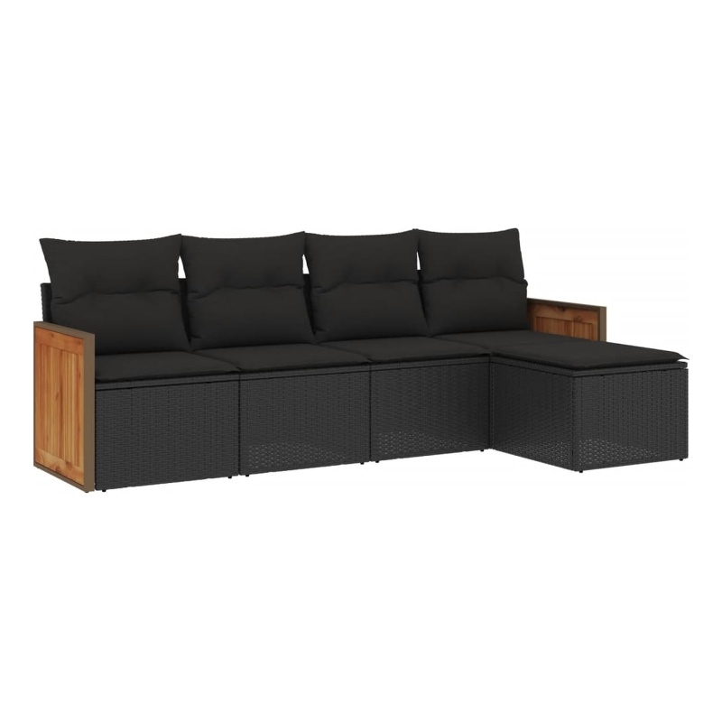 Afuera Living Contemporary 5 Piece Poly Rattan Sofa Set in Black