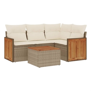 Afuera Living Contemporary 5 Piece Steel Sofa Set in Cream/Beige
