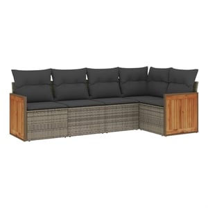 Afuera Living Contemporary 5 Piece Steel Large Sofa Set in Gray
