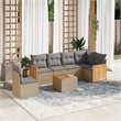 Afuera Living Contemporary Synthetic Poly Rattan 7 Piece Sofa Set in Gray/Beige