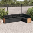 Afuera Living Contemporary 7 Piece Poly Rattan Sofa Set in Black