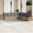 Afuera Living Contemporary 9 Piece Poly Rattan Sofa Set in Beige
