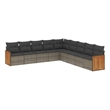 Afuera Living Contemporary 9 Piece Poly Rattan Sofa Set in Gray