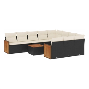 Afuera Living Contemporary 11 Piece Poly Rattan Large Sofa Set in Black