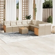 Afuera Living Contemporary 11 Piece Poly Rattan Small Sofa Set in Beige