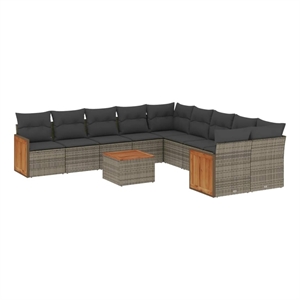 Afuera Living Contemporary Synthetic Poly Rattan Sofa Set in Gray