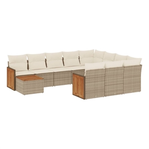 Afuera Living 11 Piece Solid Acacia Wood Sofa Set in Cream/Beige