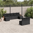 Afuera Living Contemporary Synthetic Poly Rattan 9 Piece  Sofa Set in Black