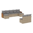 Afuera Living Contemporary Synthetic Poly Rattan 9 Piece Sofa Set in Gray/Beige