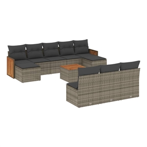 Afuera Living Contemporary 11 Piece Solid Acacia Wood Sofa Set in Gray
