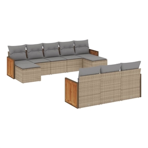 Afuera Living Contemporary 10 Piece Steel Sofa Set in Gray/Beige