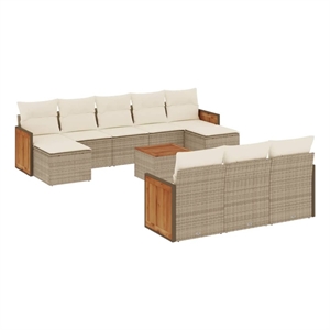 Afuera Living Contemporary 11 Piece Solid Acacia Wood Sofa Set in Beige