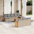 Afuera Living 11 Piece Poly Rattan Small Sofa Set in Gray/Beige