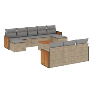 Afuera Living 11 Piece Poly Rattan Small Sofa Set in Gray/Beige