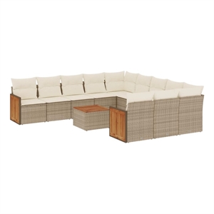 Afuera Living Contemporary Solid Acacia Wood Sofa Set in Beige