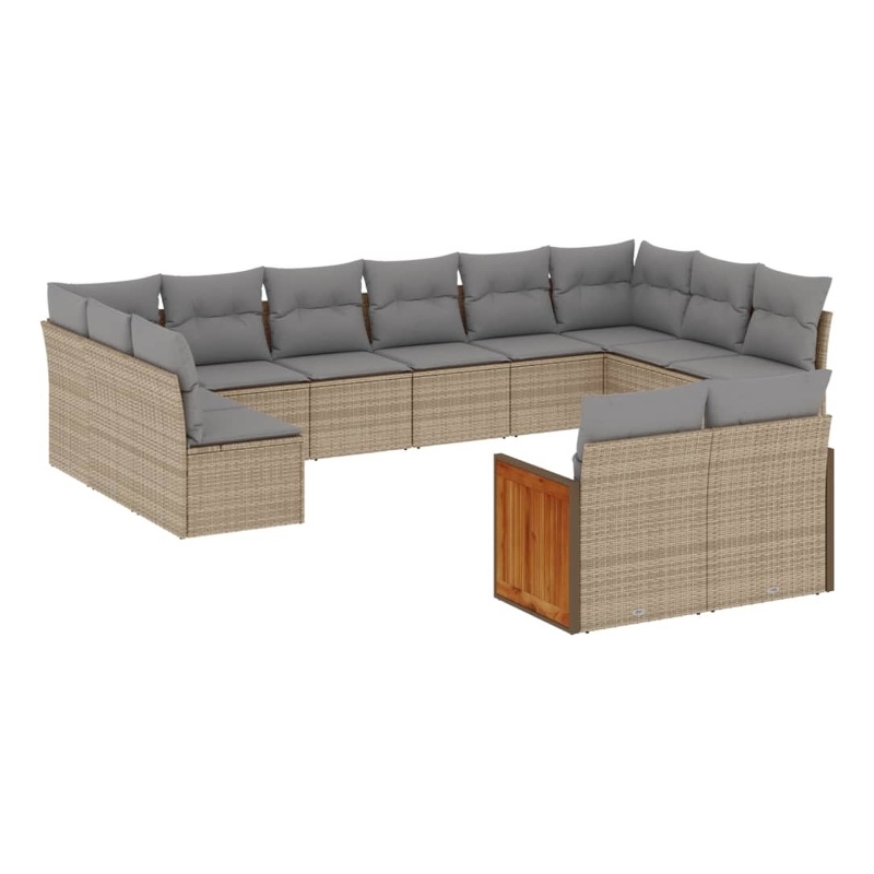 Afuera Living Contemporary Synthetic Poly Rattan 12 Piece Sofa Set in Beige