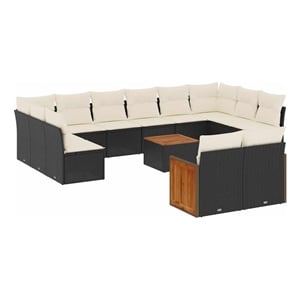 Afuera Living Contemporary Synthetic Poly Rattan 13 Piece  Sofa Set in Black