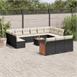Afuera Living 14 Piece Poly Rattan Large Sofa Set in Black/Cream