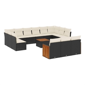 Afuera Living 14 Piece Poly Rattan Large Sofa Set in Black/Cream