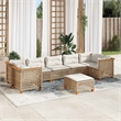 Afuera Living Contemporary Synthetic Poly Rattan 8 Piece  Sofa Set in Beige