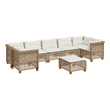 Afuera Living Contemporary Synthetic Poly Rattan 8 Piece  Sofa Set in Beige
