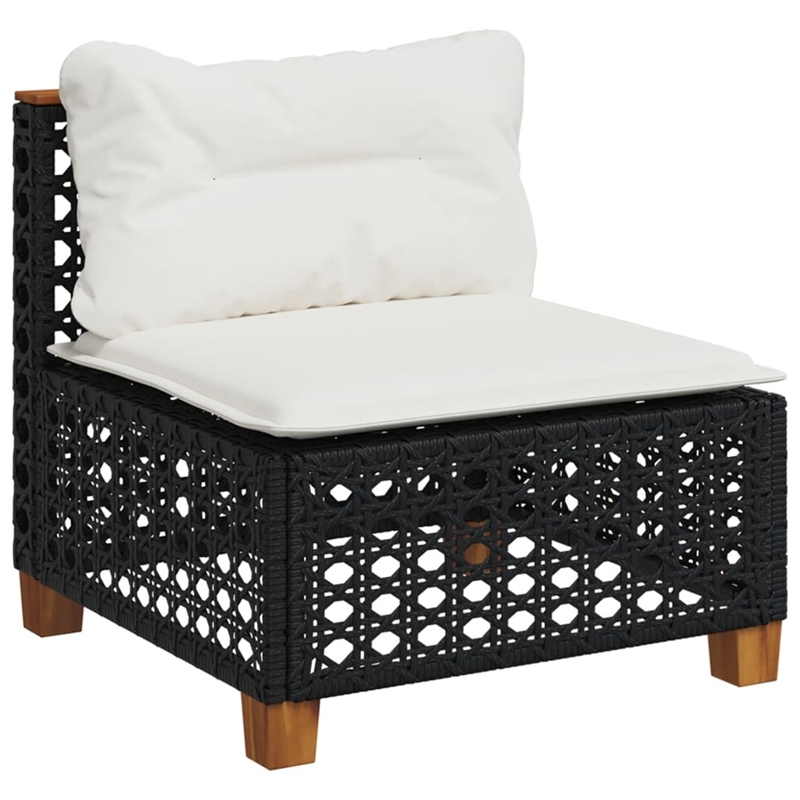 Afuera Living Contemporary 9 Piece Poly Rattan Sofa Set in Black/Cream