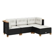 Afuera Living Contemporary 4 Piece Poly Rattan Sofa Set in Black/Cream