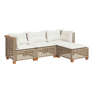 Afuera Living 4 Piece Solid Acacia Wood Sofa Set in Cream/Beige