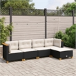 Afuera Living Contemporary 5 Piece Poly Rattan Sofa Set in Black/Cream