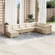 Afuera Living Contemporary Synthetic Poly Rattan 8 Piece  Sofa Set in Beige