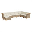 Afuera Living Contemporary Synthetic Poly Rattan 8 Piece  Sofa Set in Beige