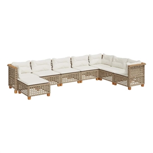 Afuera Living Contemporary 8 Piece Steel Small Sofa Set in Beige