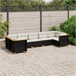Afuera Living Contemporary 7 Piece Poly Rattan Sofa Set in Black/Cream