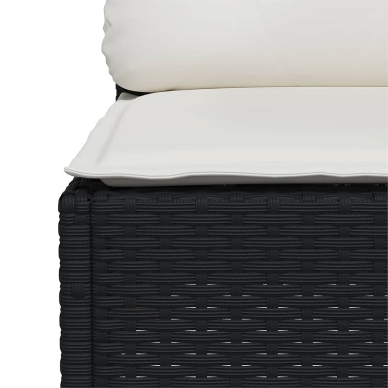 Afuera Living Contemporary 7 Piece Poly Rattan Sofa Set in Black/Cream
