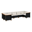 Afuera Living Contemporary 7 Piece Poly Rattan Sofa Set in Black/Cream